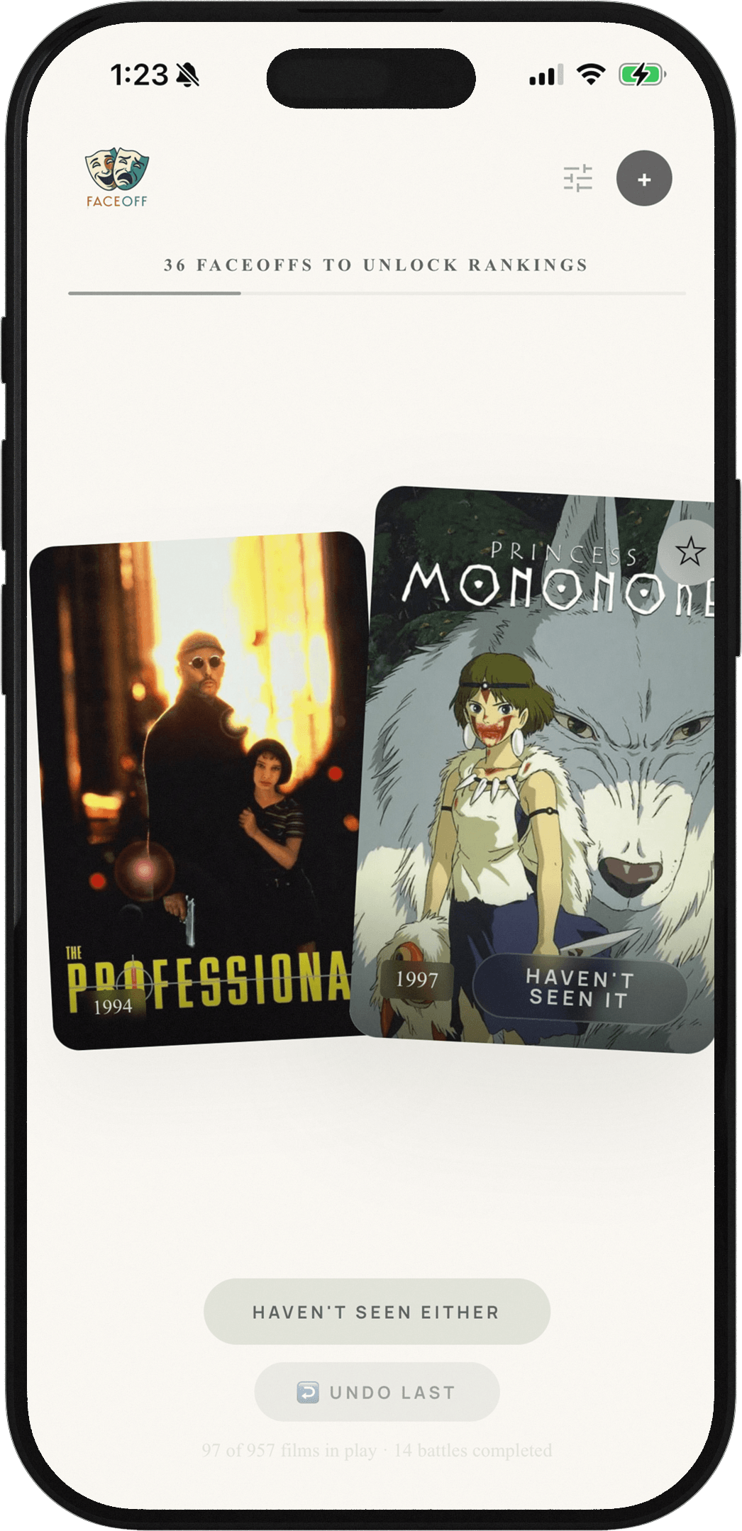 FaceOff battle screen